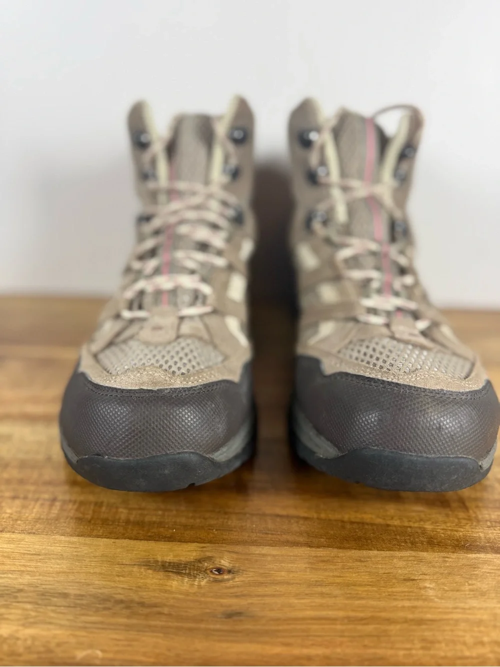 L.L. Bean Mid Height Hiking Boots Tan Suede and Mesh Size 11
